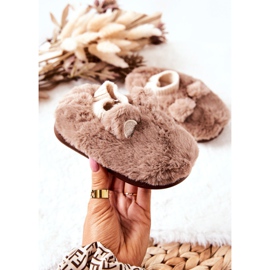 WJ1 Chaussons Chauds Avec Dessi Marron Côtelé beige brun 2