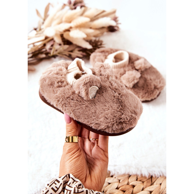 WJ1 Chaussons Chauds Avec Dessi Marron Côtelé beige brun 2 WJ1 Chaussons Chauds Avec Dessi Marron Côtelé beige brun 2