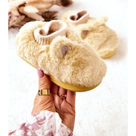 Chaussons Chauds Avec Dessi Jaune Côtelé beige 3