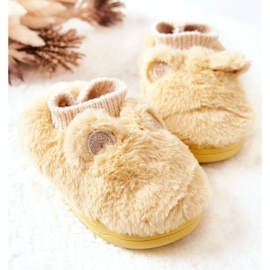 Chaussons Chauds Avec Dessi Jaune Côtelé beige 2