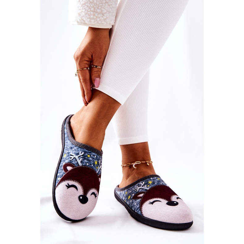 Chaussons Chauds Taffy Bleu Renne 2