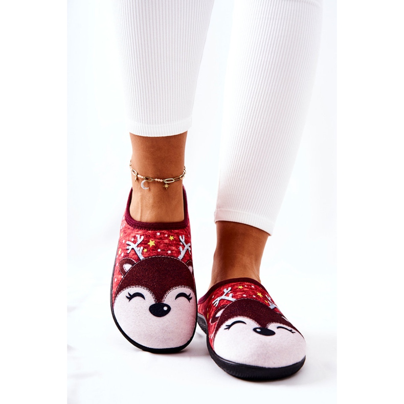 WJ1 Chaussons chauds renne Taffy rouge multicolore 1 WJ1 Chaussons chauds renne Taffy rouge multicolore 1