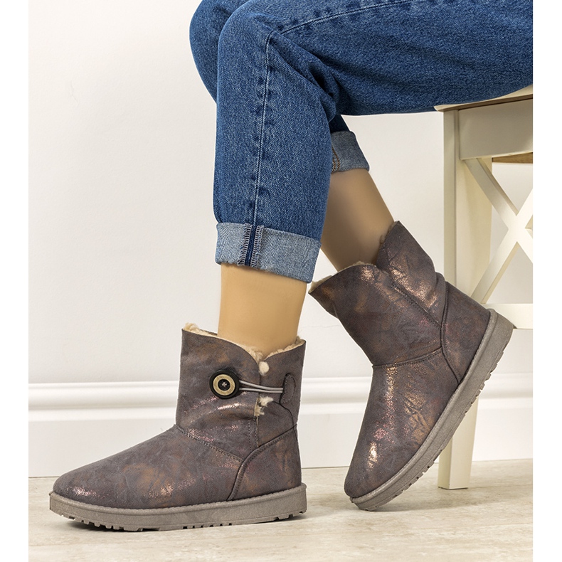 Bottes de neige pour femmes grises et dorées de Kanga 1