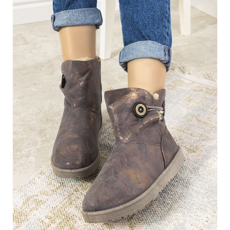 Bottes de neige pour femmes grises et dorées de Kanga d'or 2