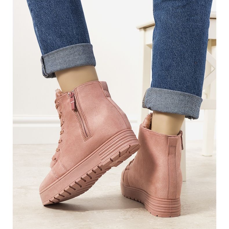 Baskets roses avec un coin Lara 1