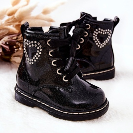 WT1 Chaussons Enfant Noir Brillant Laqué 2