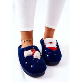 WJ1 Chaussons de Noël Père Noël et renne bleu marine 1
