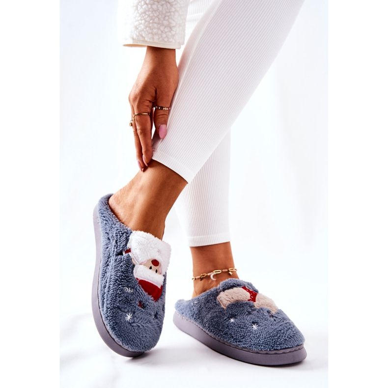 WJ1 Chaussons de Noël Père Noël et renne gris 2