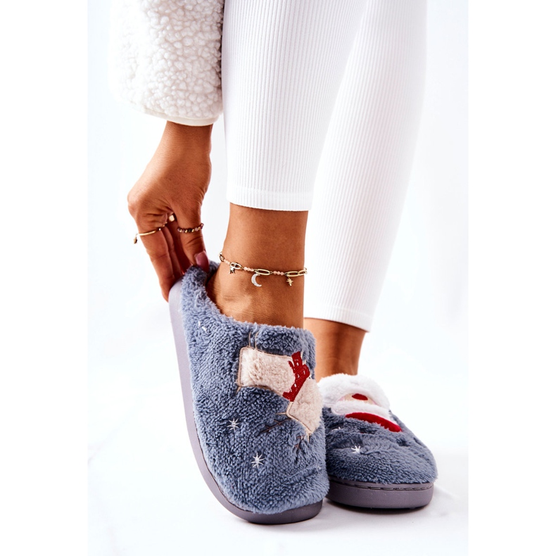 WJ1 Chaussons de Noël Père Noël et renne gris 1