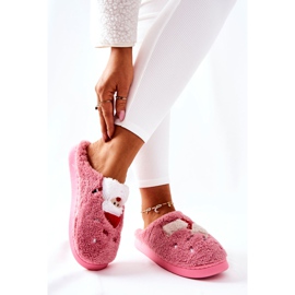 WJ1 Chaussons De Noël Père Noël Et Renne Rose 2