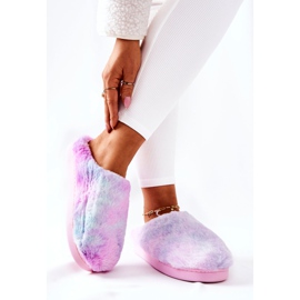 Chaussons chauds en fourrure multicolore rose 3