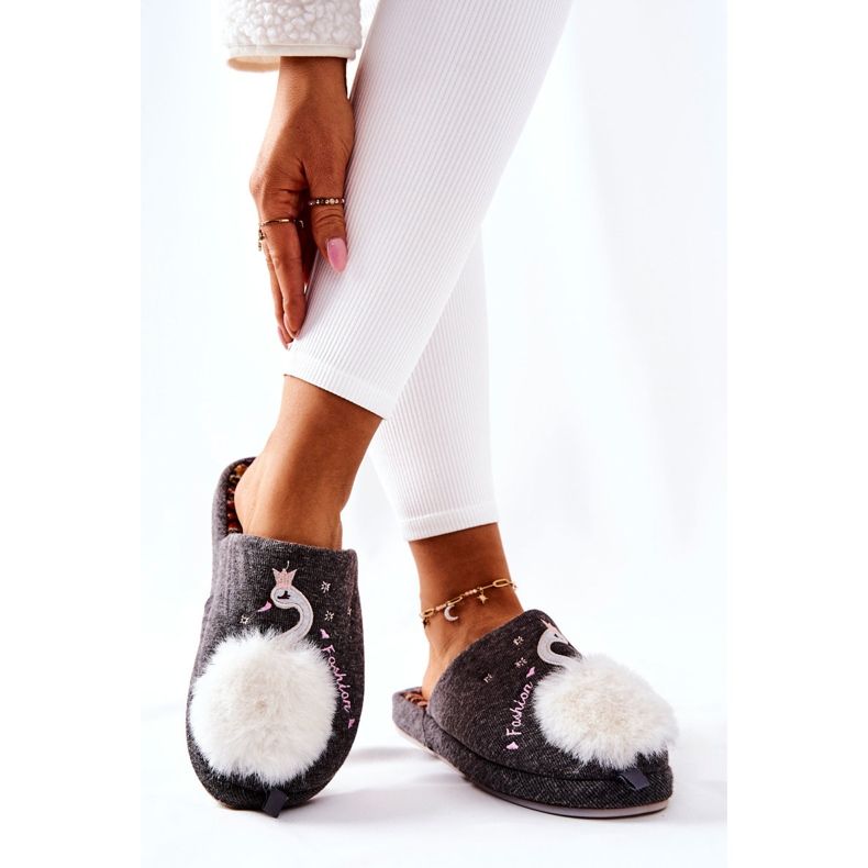 Chaussons chauds Grey Rey's cygne gris 2