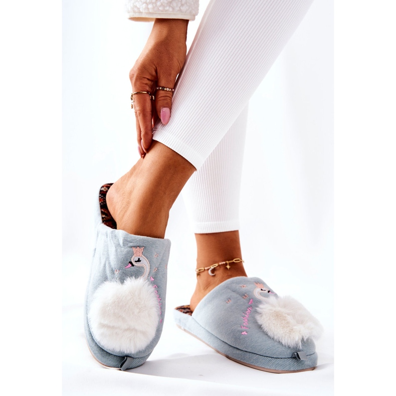 Chaussons chauds Blue Rey's Swan bleu 1