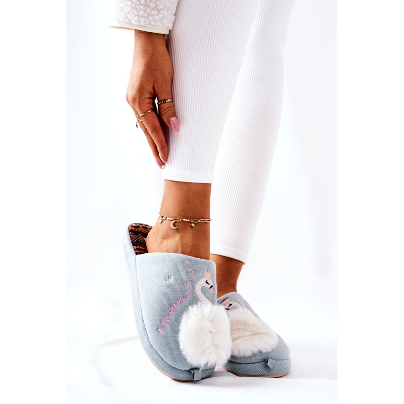 Chaussons chauds Blue Rey's Swan bleu 2