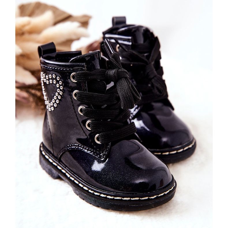 WT1 Bottines Laquées Enfant Bleu Marine Brillant 2 WT1 Bottines Laquées Enfant Bleu Marine Brillant 2