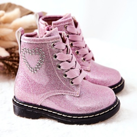WT1 Chaussons Enfant Laqués Rose Brillant 1