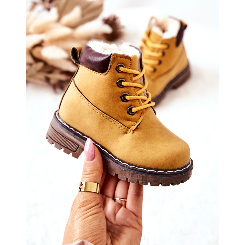 WT1 Bottes de trappeur chaudes pour enfants Yellow Royals jaune 1