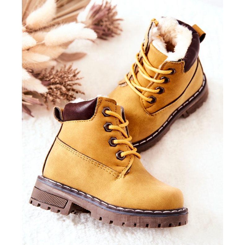 WT1 Bottes de trappeur chaudes pour enfants Yellow Royals jaune 2