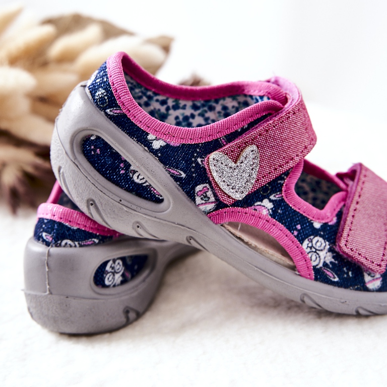 BEFADO S.A. Sandales Befado Avec Velcro 065X151 Bleu Marine-Rose 1