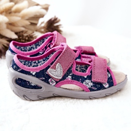 BEFADO S.A. Sandales Befado Avec Velcro 065X151 Bleu Marine-Rose 2