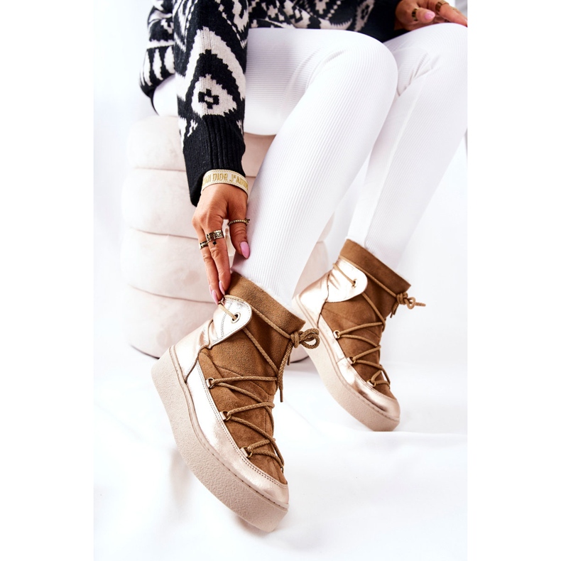 Bottes de Neige Chaudes en Daim Camel Clarem brun 1