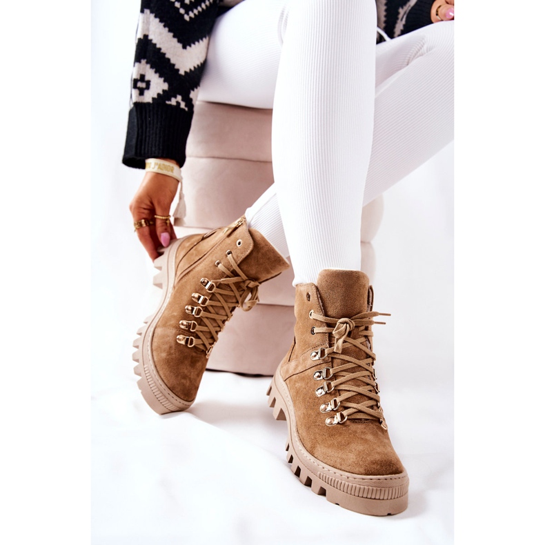 PF1 Bottes Chaudes En Daim Beige Tempête De Sable brun 2