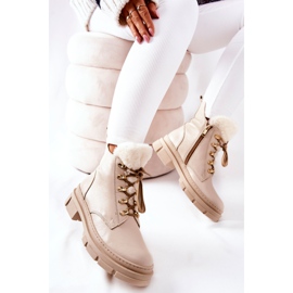 PF1 Bottes Chaudes En Cuir Beige Molissa 2