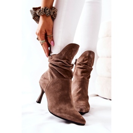Bottines En Cuir À Talons Hauts Laura Messi 2427 Beige foncé brun 2