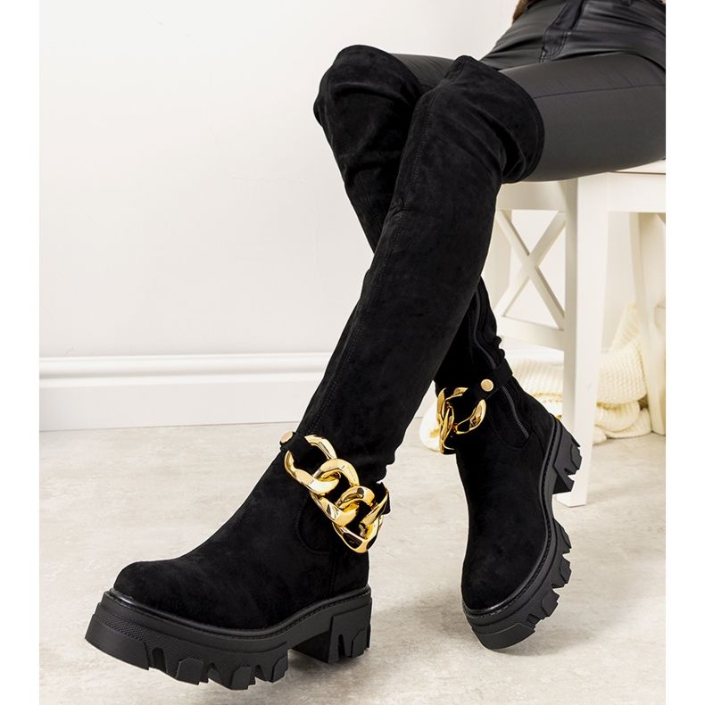 Boots noires sur semelle épaisse Alines le noir 1