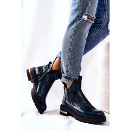 PA2 Bottes chaudes en cuir vert Tanya Crocodile 1