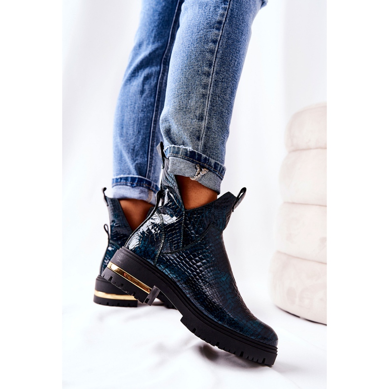 PA2 Bottes chaudes en cuir vert Tanya Crocodile 2