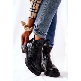 PA2 Bottines Cuir Chaud Crocodile Noir Tanya 2