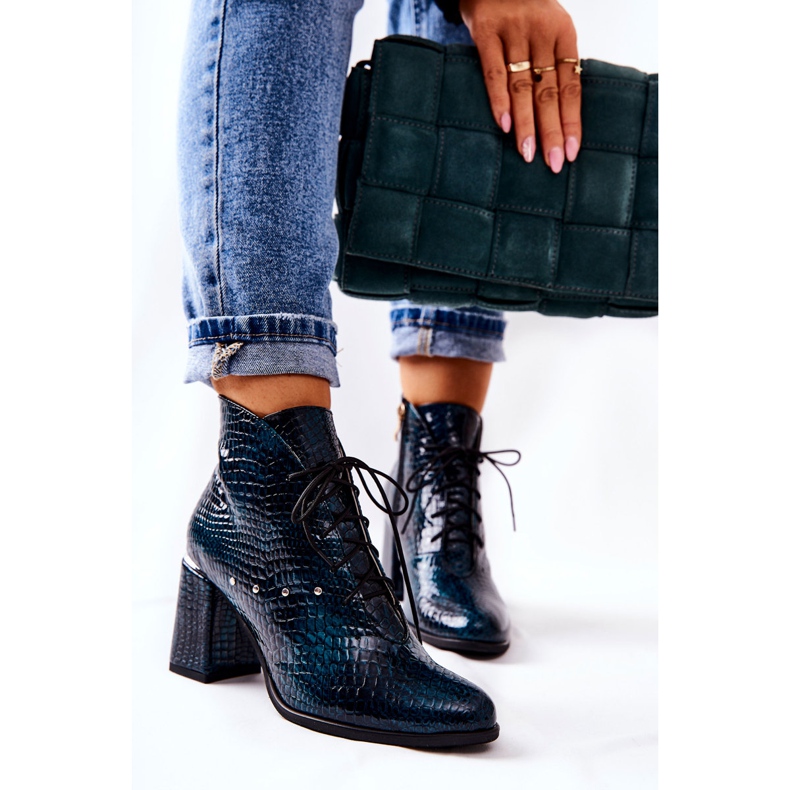 PA2 Bottes En Cuir Femme Sur Un Talon Vert Neliko 2