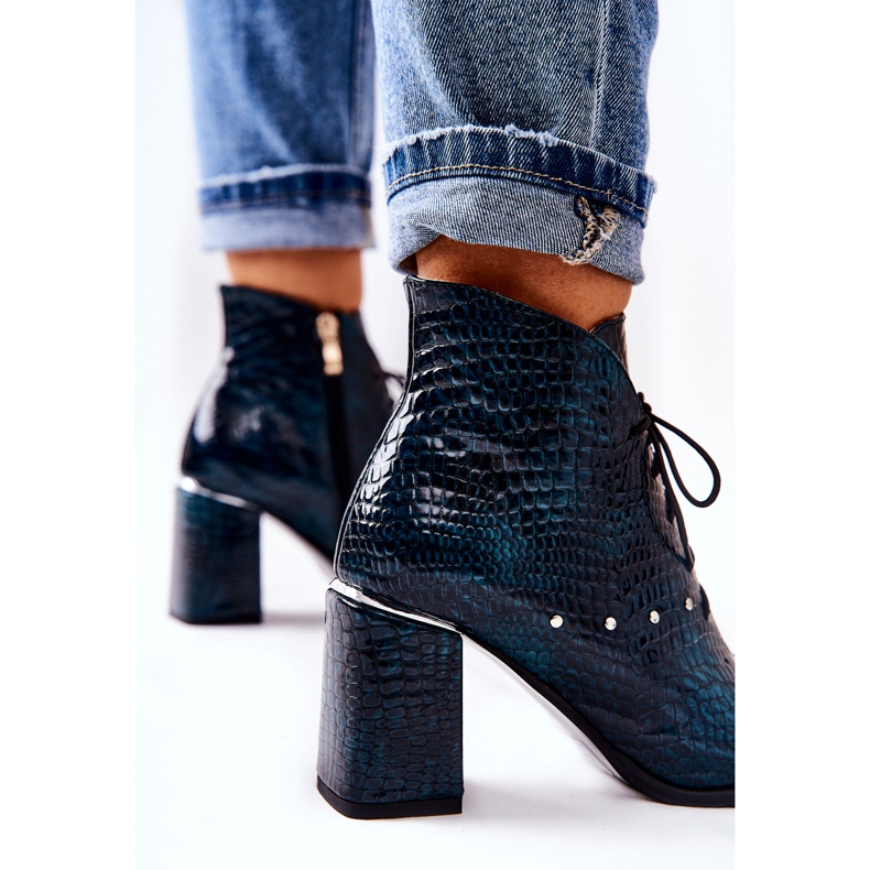 PA2 Bottes En Cuir Femme Sur Un Talon Vert Neliko 1