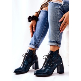 PA2 Bottes En Cuir Femme Sur Un Talon Vert Neliko 4