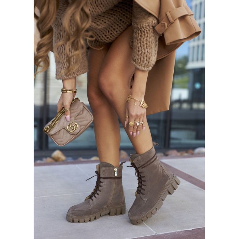 Bottes de velours en cuir pour femmes DK. Bega Nicole beige 2