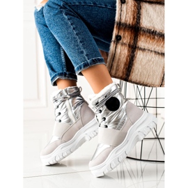 TRENDI Bottes de neige décontractées argent gris 1