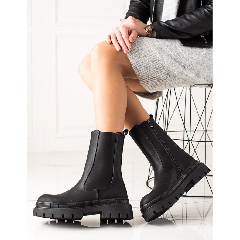 Seastar Bottes hautes en cuir écologique noir 1