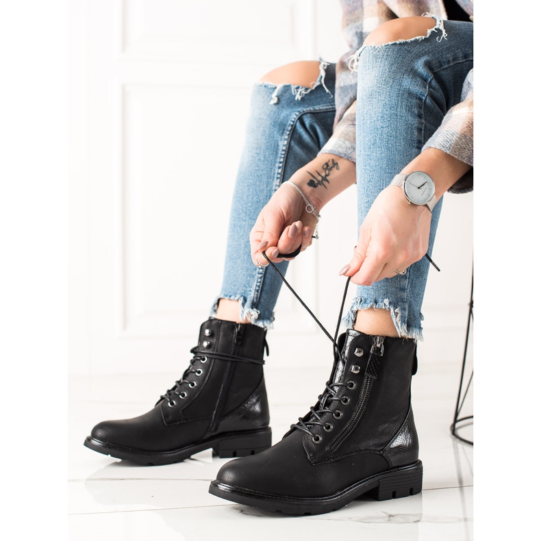 Evento Bottes noires à lacets décontractées 1
