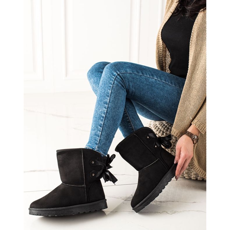 TRENDI Mukluki avec un arc le noir 1