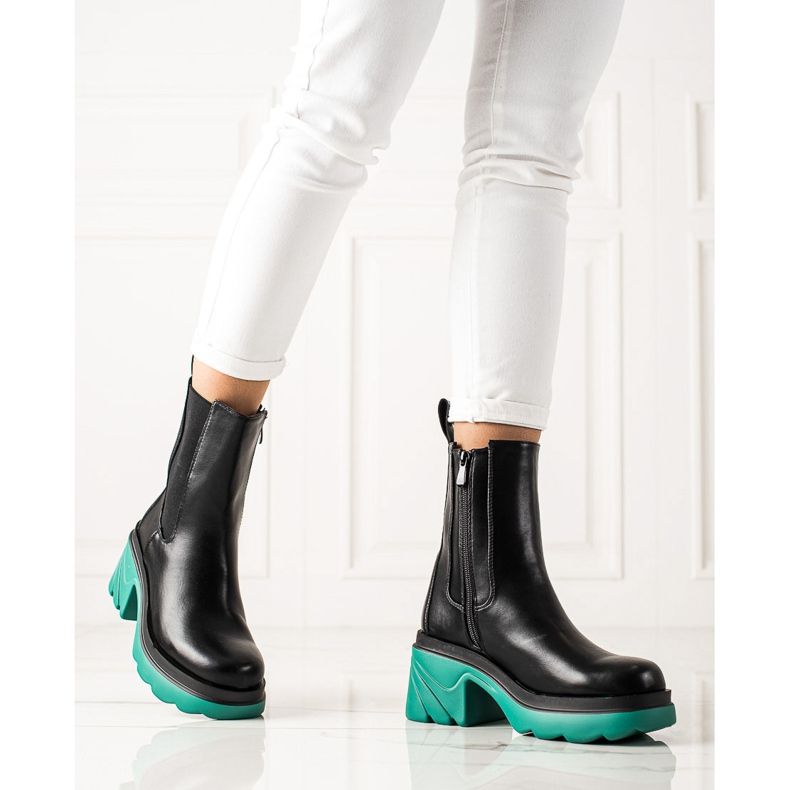 Seastar Bottes à plateforme colorée noir vert 1