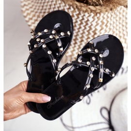 Bummary Bummary Flip -flops avec des clous et des strass noir 4