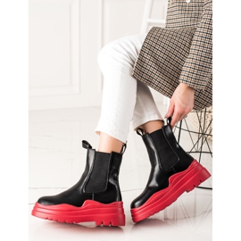 TRENDI Bottines Chelsea sur la plateforme de mode noir rouge 2