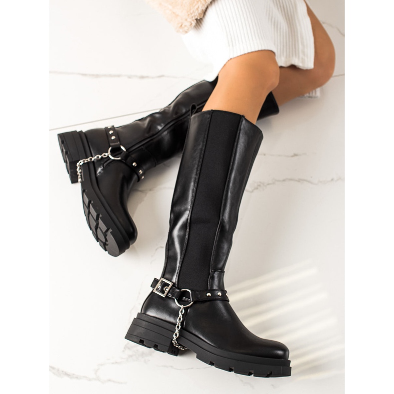 Sixth Sense Bottes sur la plate-forme avec ornement le noir 2 Sixth Sense Bottes sur la plate-forme avec ornement le noir 2
