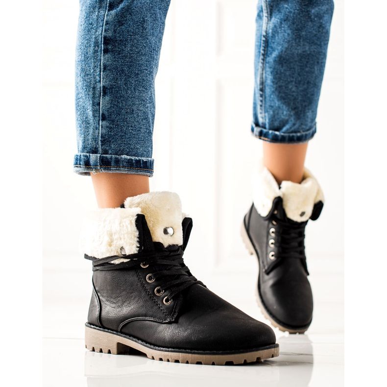 TRENDI Bottes noires à tige enroulable 1