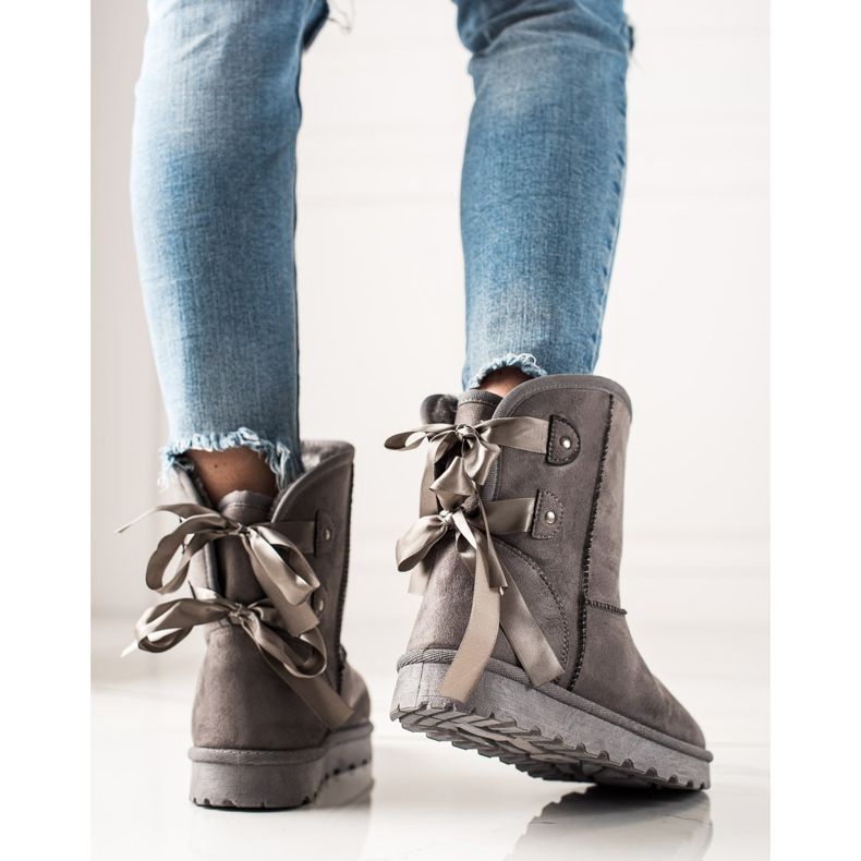 TRENDI Mukluki avec un arc gris 1 TRENDI Mukluki avec un arc gris 1