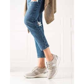 Evento Baskets en cuir argentées beige 1