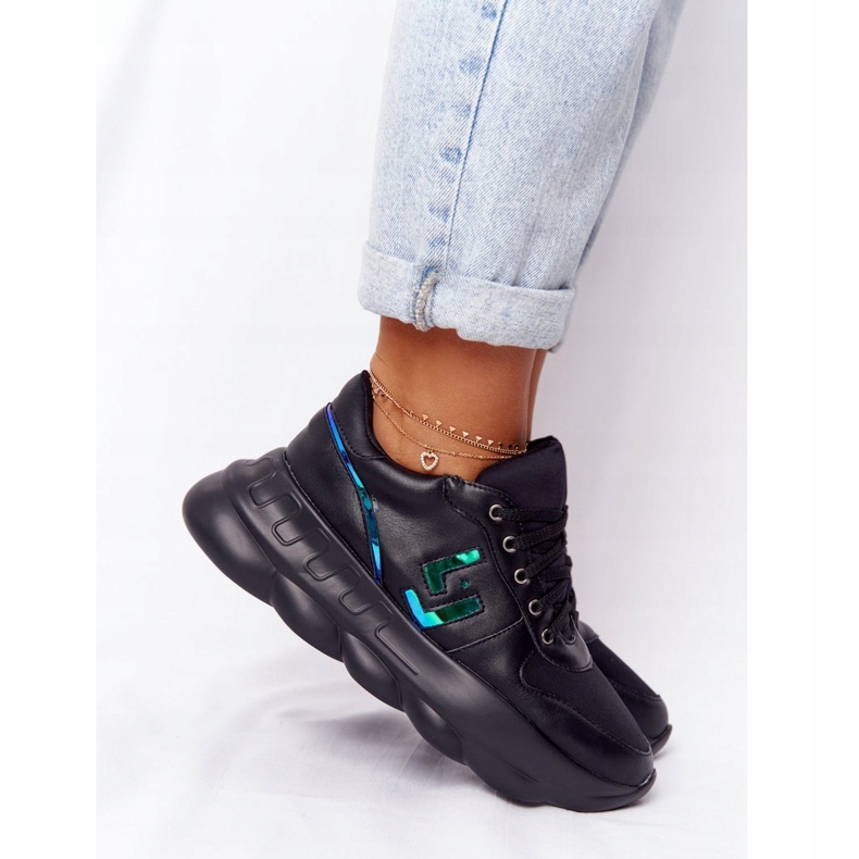 LU BOO Chaussures de sport pour femmes sur la plateforme noire le noir 3