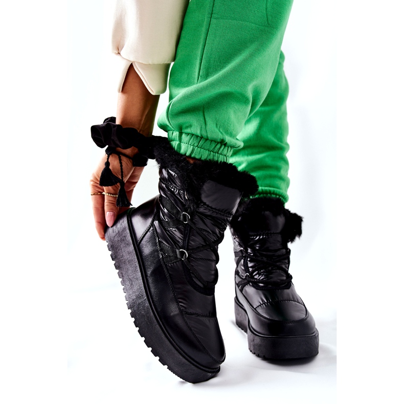 S.Barski Bottes de neige chaudes noires Gordian pour femmes noires 1