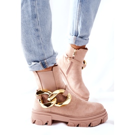 S.Barski Bottes de Chelsea beige isolées pour femmes avec un ornement 4